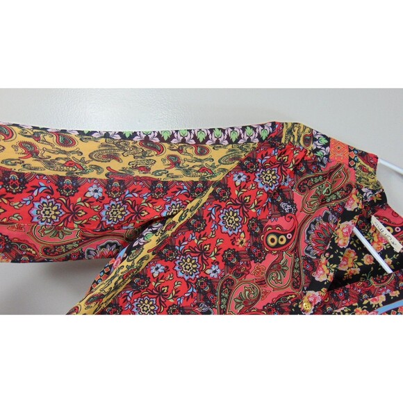 Vintage Y2K Wishful Park Tunic Top XL Popover Hippie Boho Floral Roll Tab - Picture 3 of 8